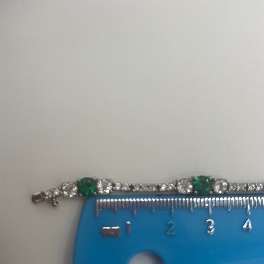Lab-Created Emerald and White Topaz Bracelet 
Stamped 925 - Picture 8 of 10